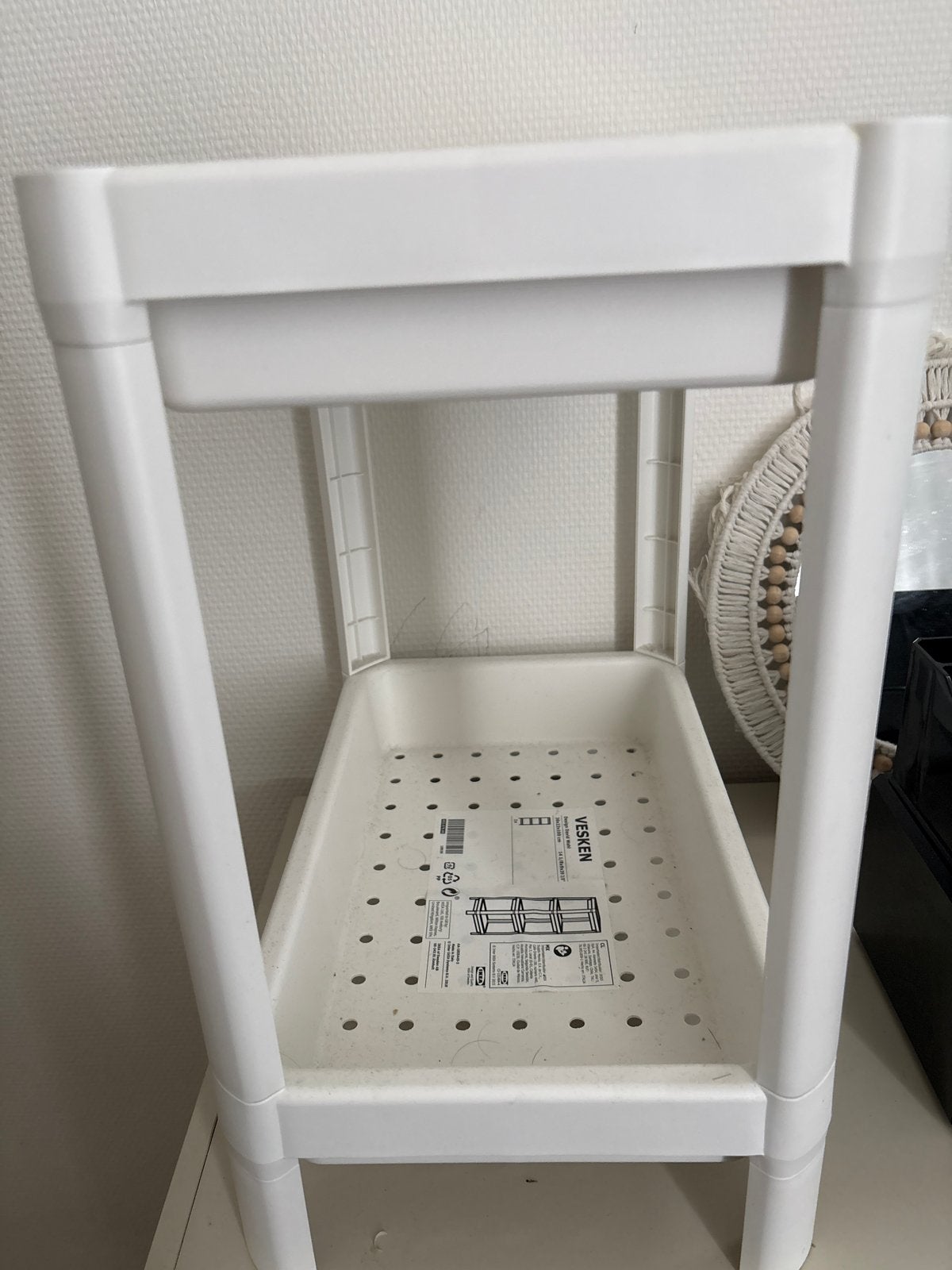 IKEA VESKEN Badkamerrek - Wit, 2 planken, Ophalen, Gebruikt