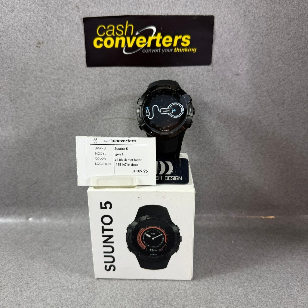 Suunto 5 All Black Sporthorloge met Hartslagmeter | 415147, Gebruikt, Stappen, Zwart, Ophalen of Verzenden