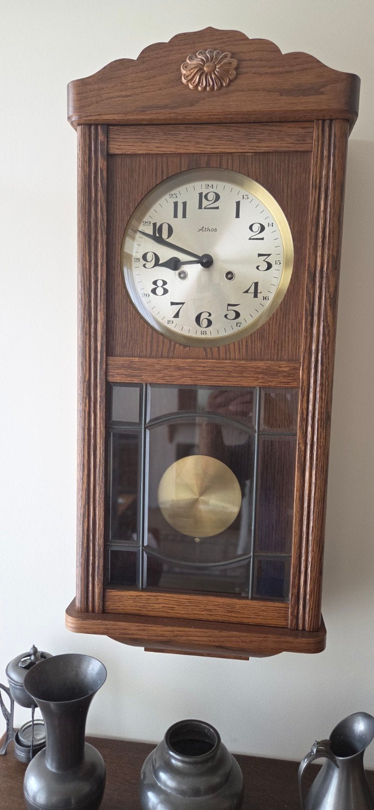 Athos Wandklok met Slinger - Klassiek Houten Design, Ophalen