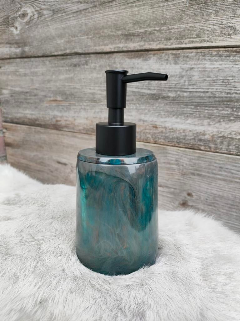Stijlvolle Zeepdispenser - Turquoise Marmerlook, Ophalen of Verzenden, Zo goed als nieuw, Blauw, Overige typen