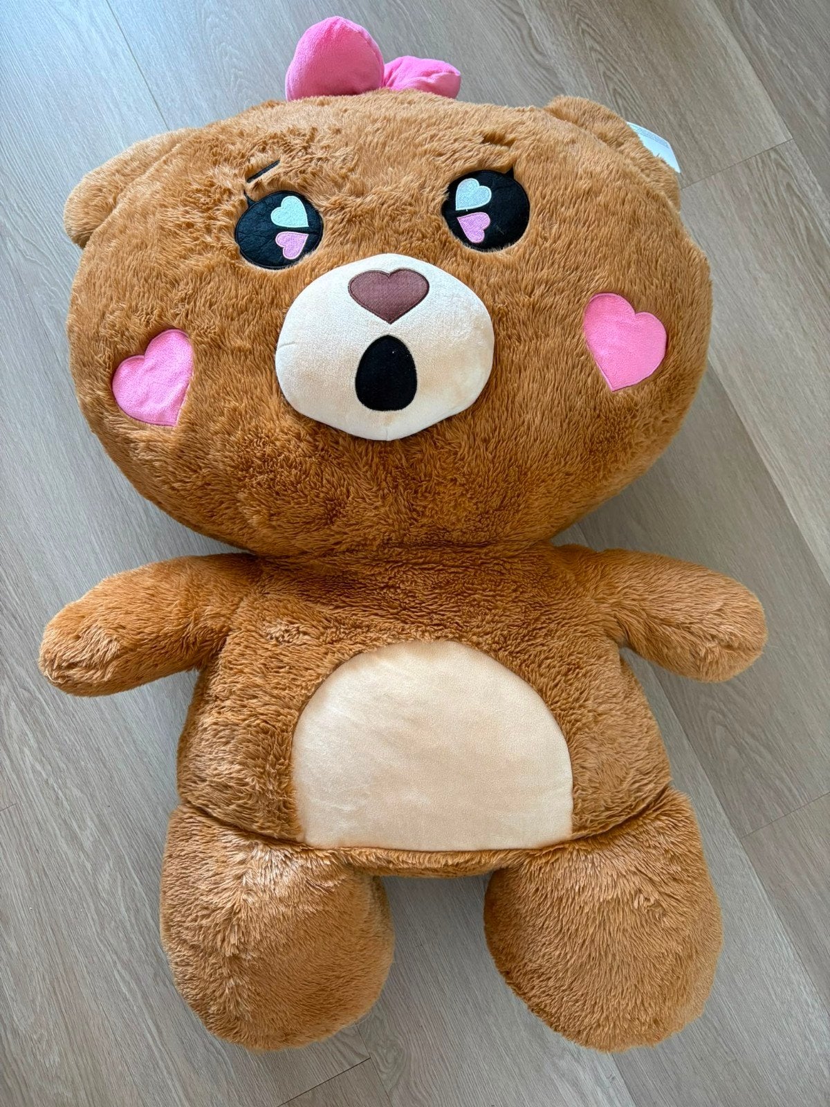 Grote knuffelbeer met roze strik en hartjes, Ophalen, Overige merken, Overige karakters, Beer