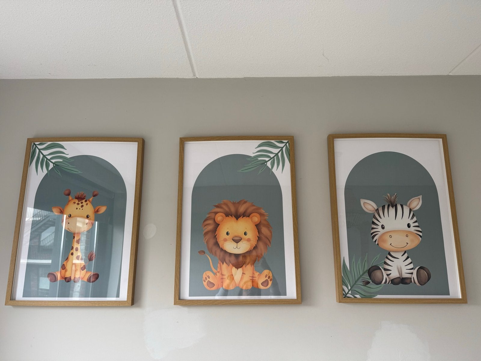Safari babykamer prints met IKEA lijsten (3 stuks), Ophalen, 50 – 75, 50 tot 75 cm, Print