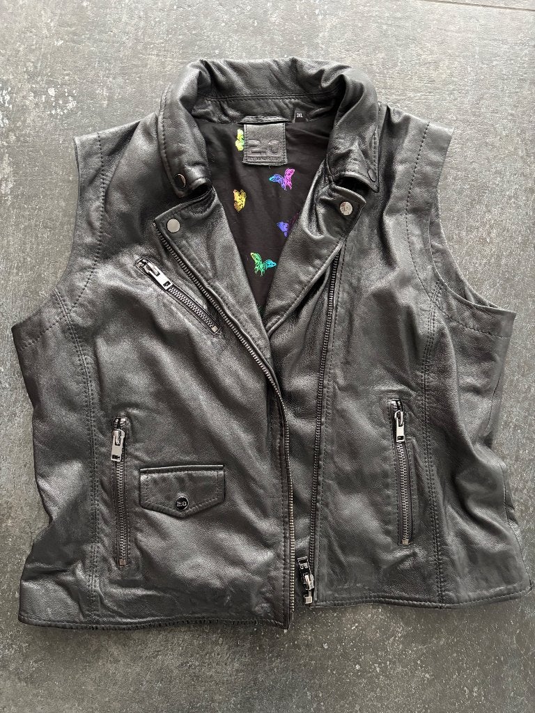 Gipsy leren biker gilet zwart maat xxl, Gipsy, Verzenden, Zwart, Maat 42/44 (L)