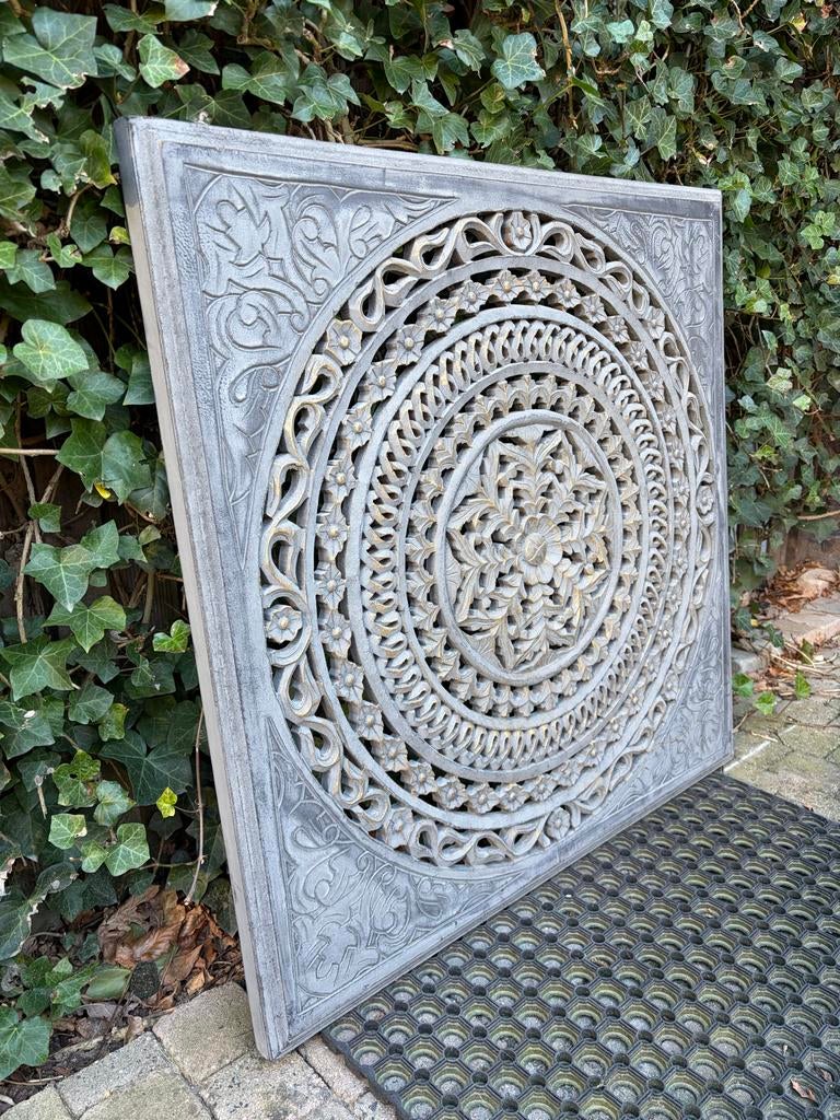 Houten wanddecoratie paneel - Mandala 90x90cm, Ophalen, Gebruikt, Oosters, Hout
