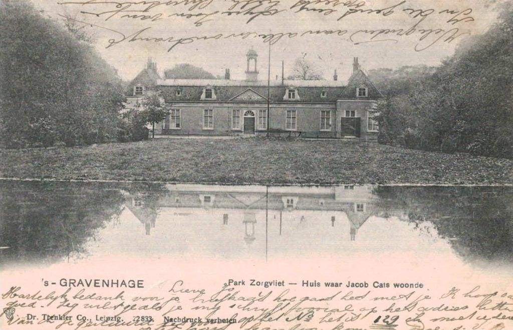 1904 DEN HAAG Parc Zorgvliet . Huis waar Jacob Cats woonde, Ophalen of Verzenden, Voor 1920, Gelopen, Zuid-Holland