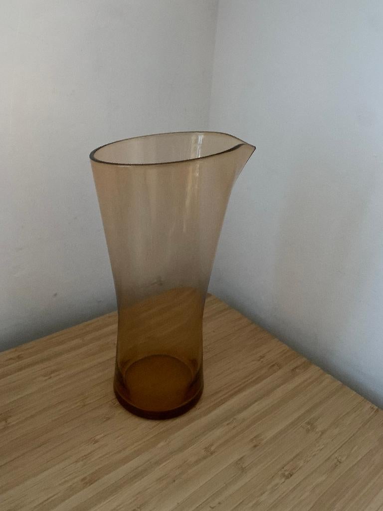 Vintage design karaf in amber kleur, Ophalen of Verzenden, Zo goed als nieuw, Bruin, Glas