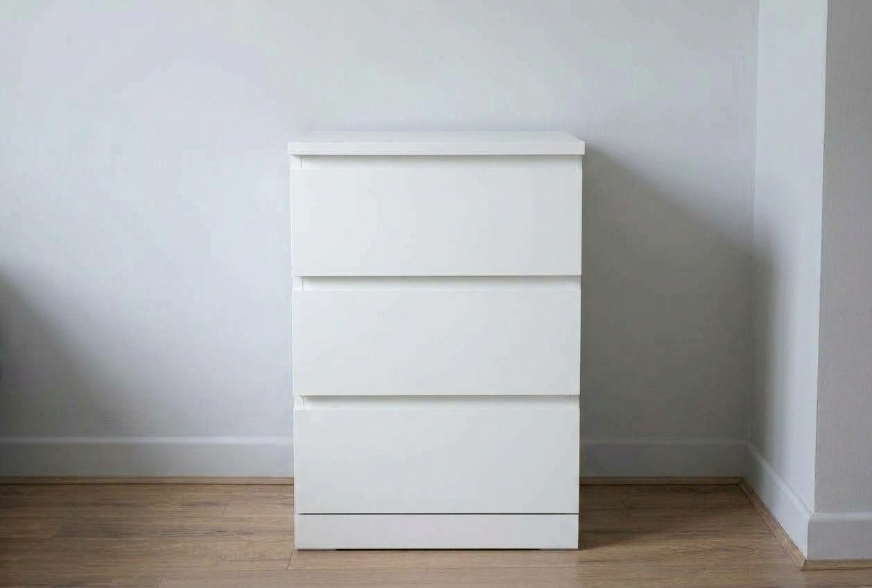 Ikea Malm ladekast 3 lades met glasplaat, Ophalen, Minder dan 50 cm, Gebruikt, 3 of 4 laden