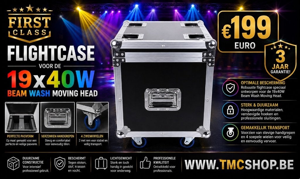 Nieuwe First Class Flightcase First Class 19x40W Beam Wash, Ophalen of Verzenden, Nieuw, Licht, Geluidgestuurd