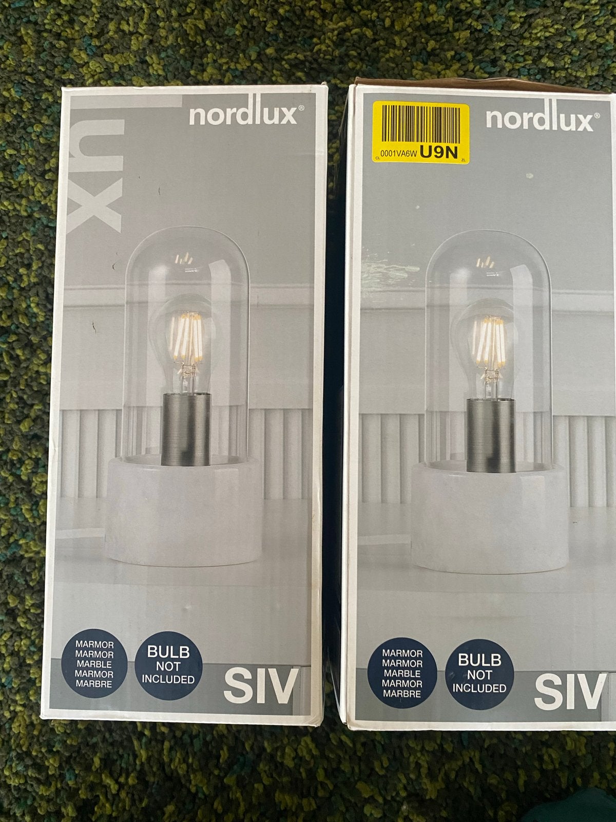 2 Nordlux Siv Tafellamp met Marmeren Voet en Glazen Kap, Met schakelaar, Nieuw, Wit, Nordlux