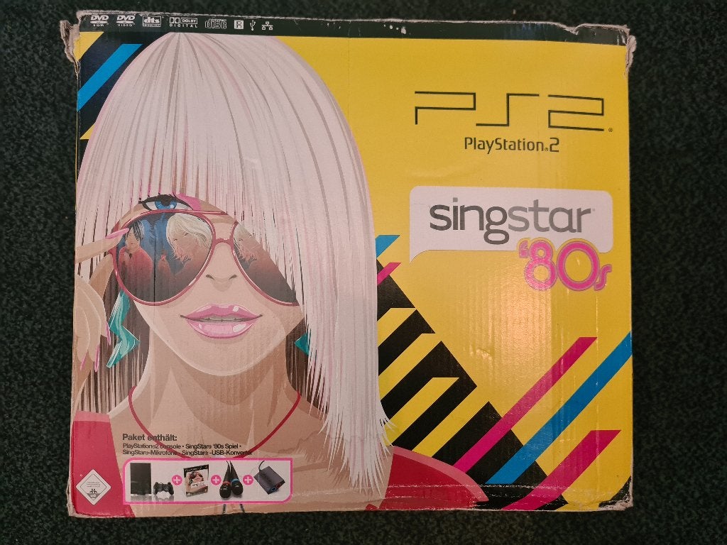 PLAYSTATION 2 SINGSTAR '80 s cib, Zwart, Ophalen of Verzenden, Met 1 controller, Slim
