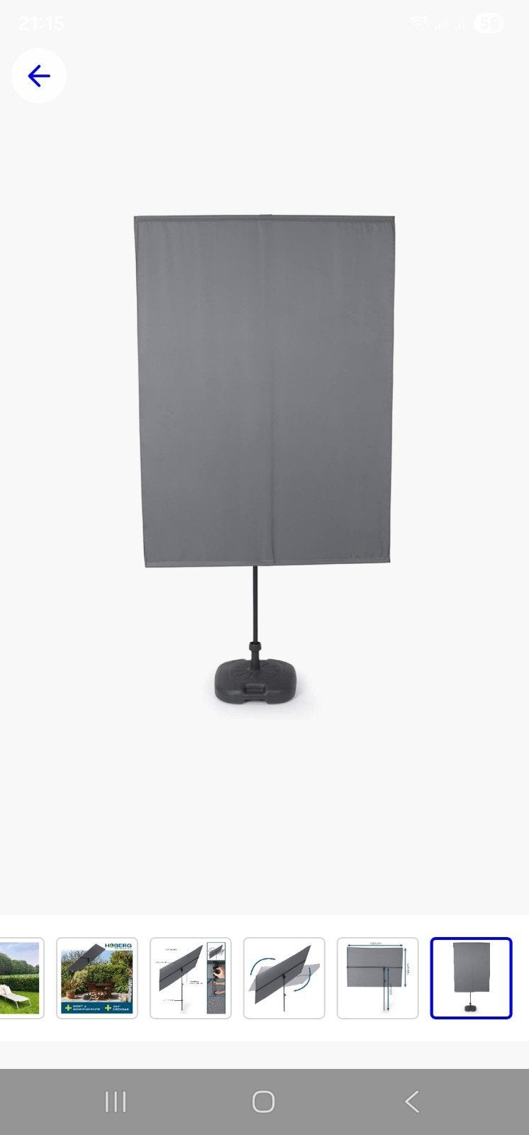 Hoberg Rechthoekige Parasol 130x180cm - Z.G.A.N., Ophalen, Zo goed als nieuw