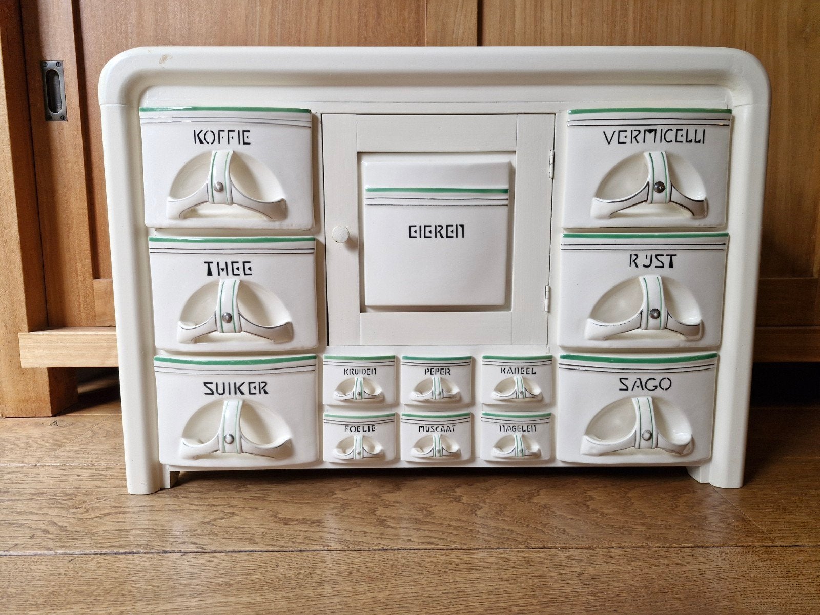 Spenzo art-deco creme witte kruidenkast, Ophalen, Gebruikt, Overige materialen, Art-deco retro-stijl
