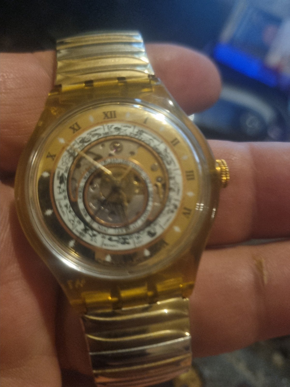 Vintage Swatch Automatic Horloge Goudkleurig, Kunststof, Gebruikt, Polshorloge, Ophalen of Verzenden