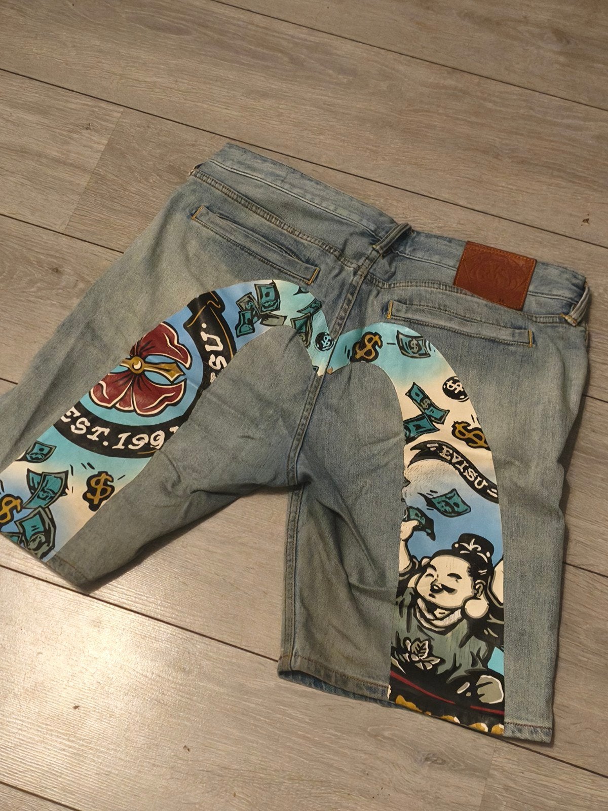 Evisu Jeans Shorts W34, Ophalen, Blauw, Zo goed als nieuw, Evisu
