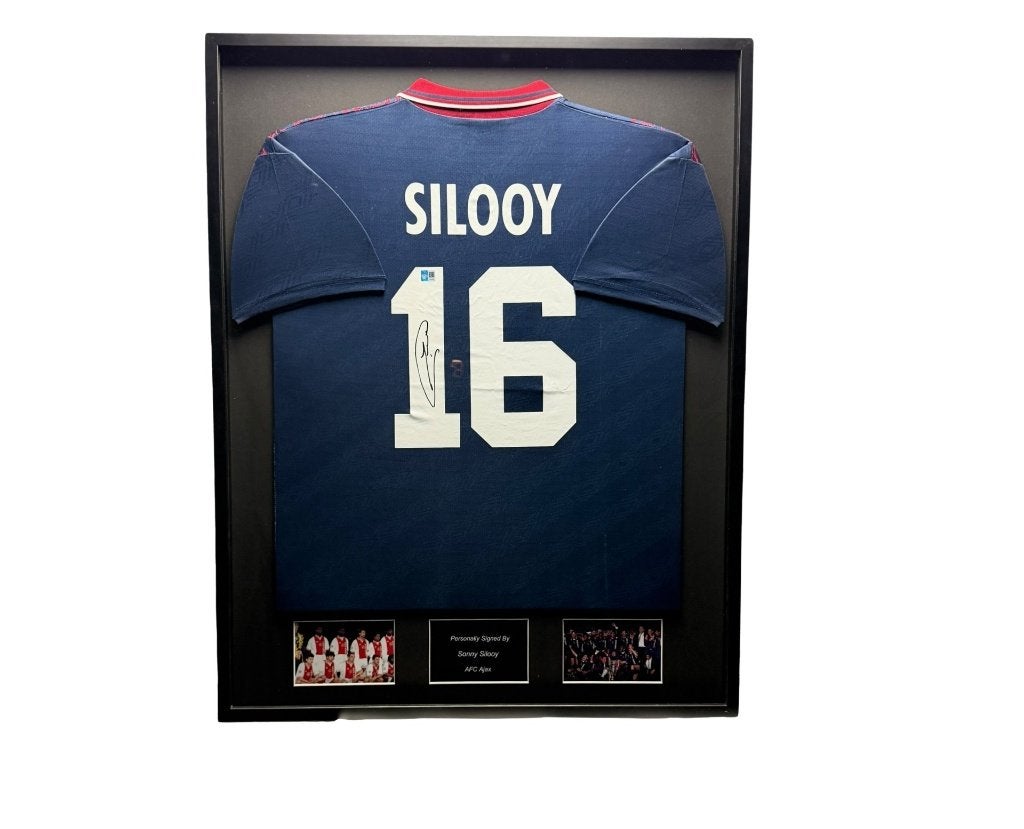 Sonny Silooy AFC Ajax 1995 gesigneerd ingelijst uit shirt, Soccersignings.nl, Shirt, Nieuw, Ophalen of Verzenden