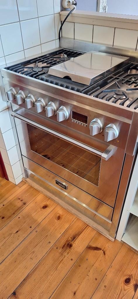 Solitair gasfornuis, met electrische oven, Ophalen, Gebruikt, Hete lucht, 60 cm of meer