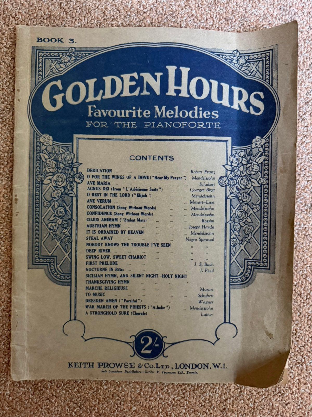 Bladmuziek Golden Hours pianoforte 1929 Keith Prowse Londen, Ophalen of Verzenden, Gebruikt, Artiest of Componist, Klassiek
