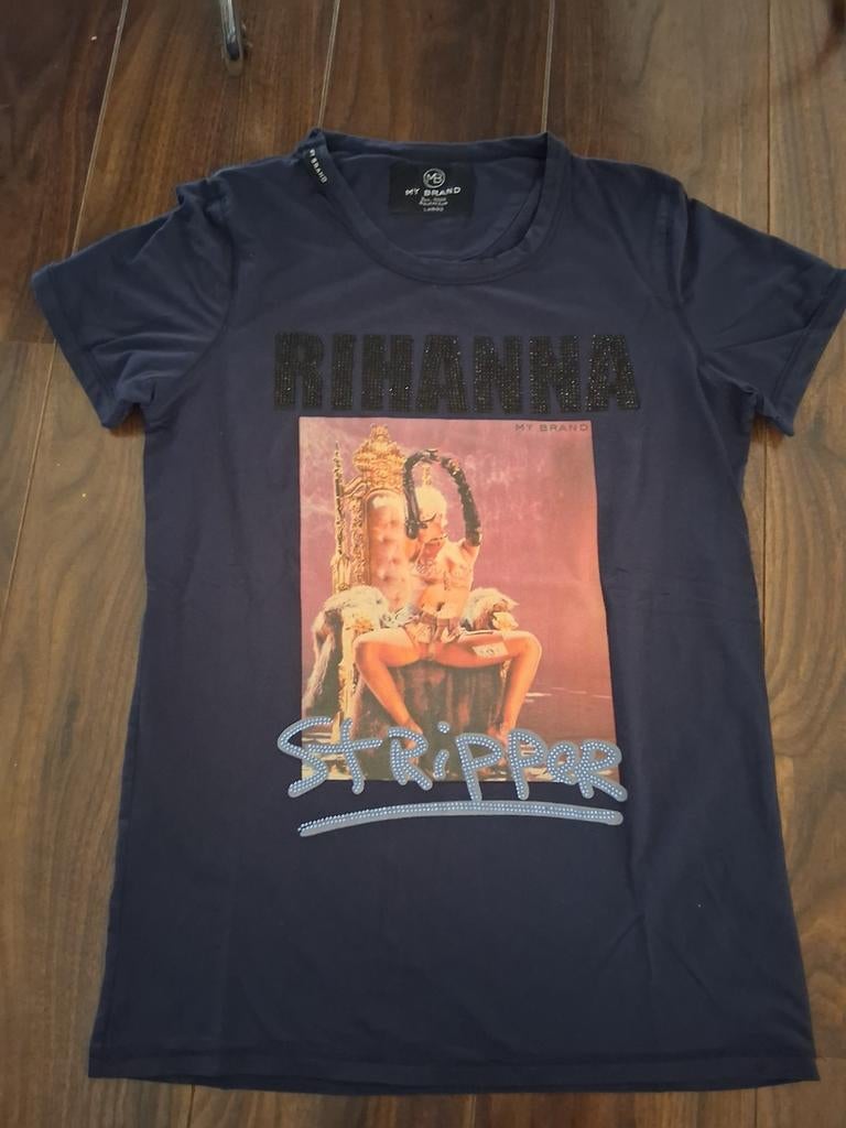 My Brand T-shirt Heren Maat L - Rihanna Stripper Print, Maat 52/54 (L), Blauw, Ophalen of Verzenden, Gedragen