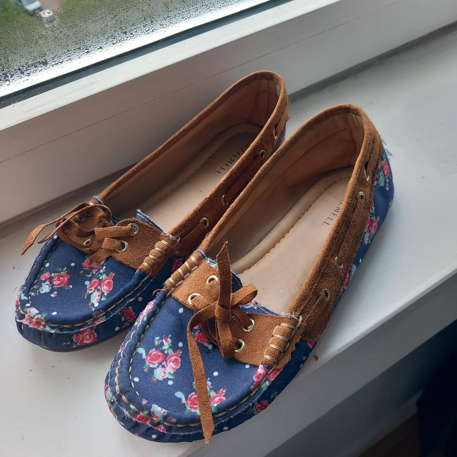 Mocassins met bloemenprint, maat 38, Ophalen of Verzenden, Gedragen, Blauw, Espadrilles of Moccasins