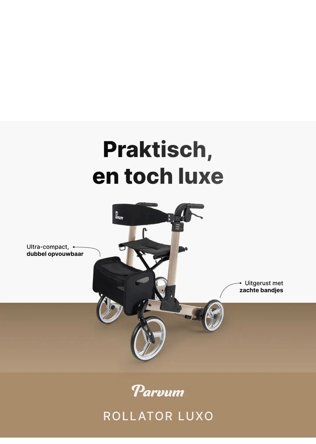 Rollator dubbel opvouwbaar, Ophalen of Verzenden, Opvouwbaar, Nieuw
