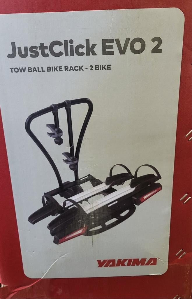 Yakima justclick EVO 2 Fietsendrager – Nieuw in doos, Auto diversen, Fietsendragers, Ophalen, Elektrische fiets, Nieuw, 2 fietsen