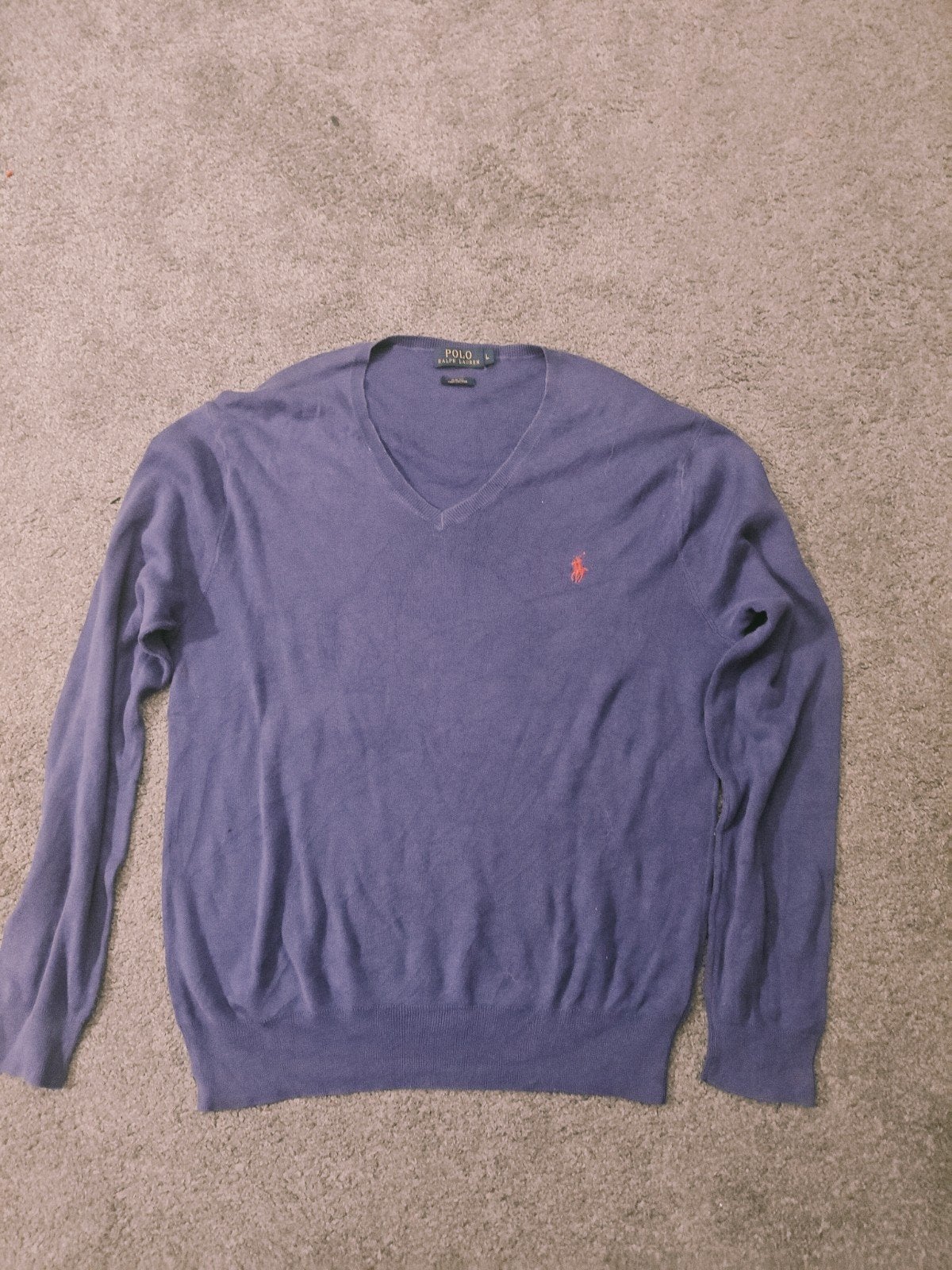 Polo Ralph Lauren Pima Katoen V-hals Trui Maat L, Ophalen of Verzenden, Zo goed als nieuw