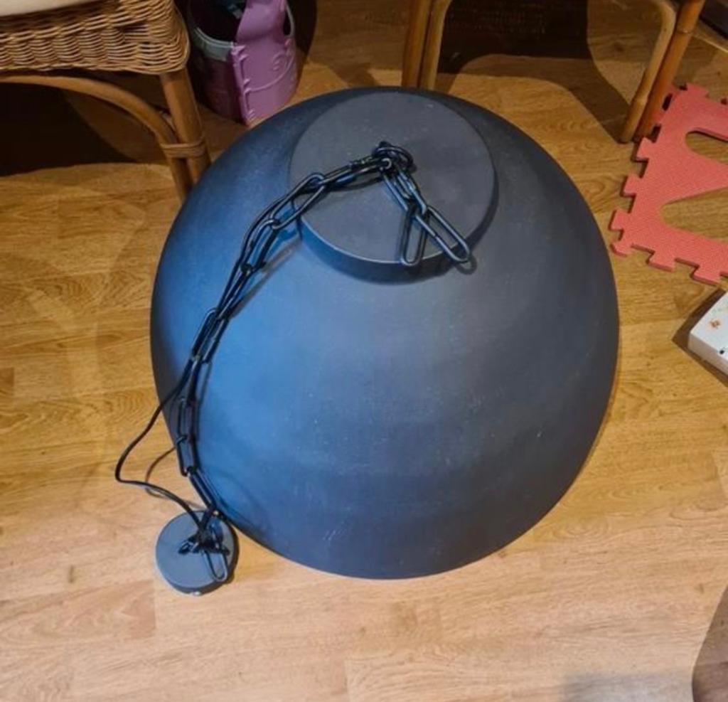Moderne Zwarte Hanglamp rond 60cm - Max 40W, Ophalen, Gebruikt, Metaal, Modern