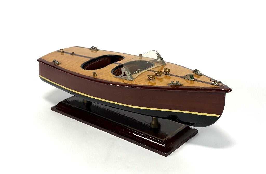 1061. Houten modelboot - mahonie en messing, ca. 1980, Ophalen, Zo goed als nieuw