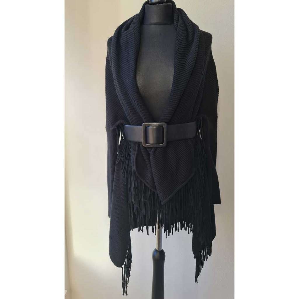 Maje 'Mexico' Franjes Vest (FR1 = 36), Verzenden, Zwart, Maje, Maat 36 (S)
