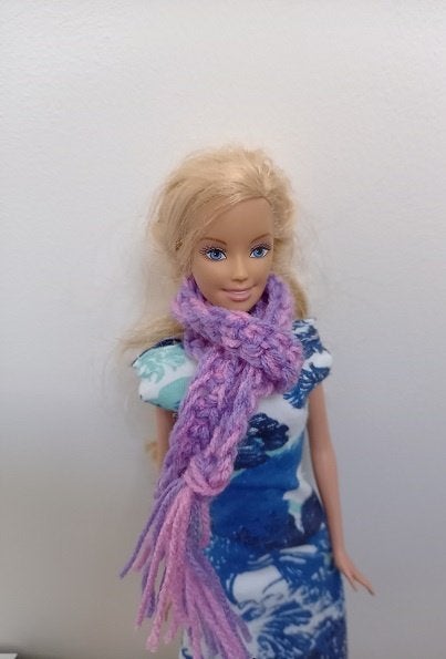 Barbie kleertjes sjaal met franjes paars tinten, Verzenden, Nieuw, Barbie