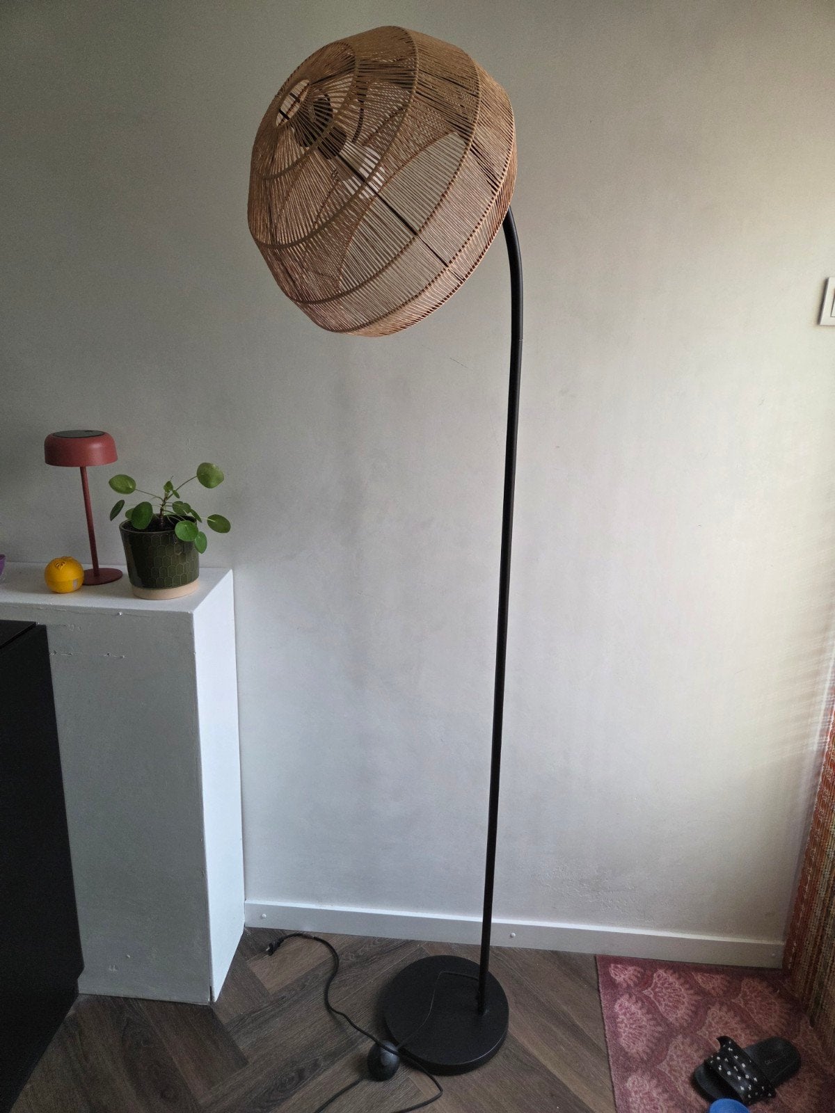 Staande lamp met rotan kap - Kwantum Segin Naturel, Ophalen, Gebruikt, Metaal, 150 tot 200 cm