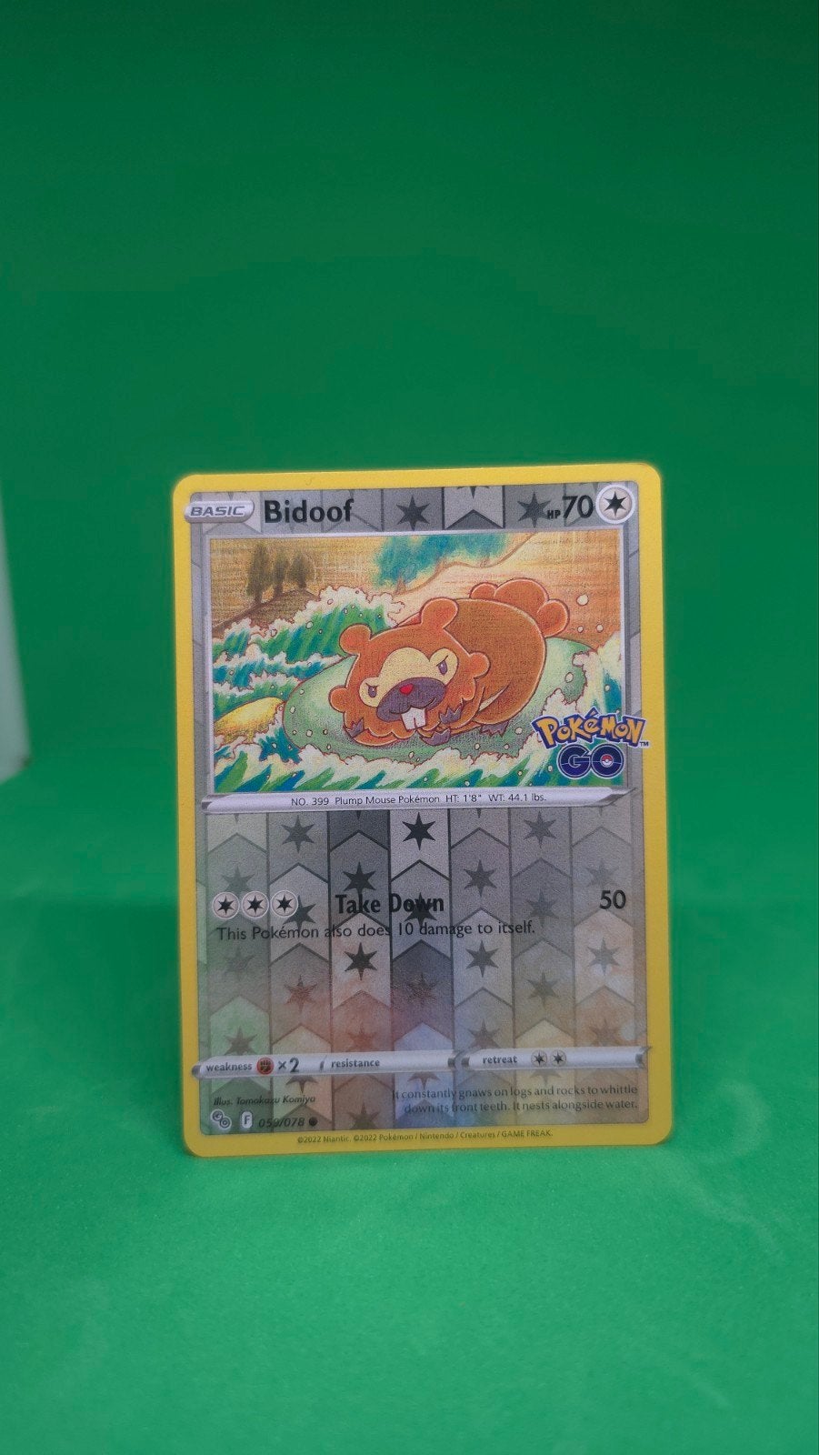 Bidoof 059/079 Pokémon Go reverse holo, Ophalen of Verzenden, Zo goed als nieuw