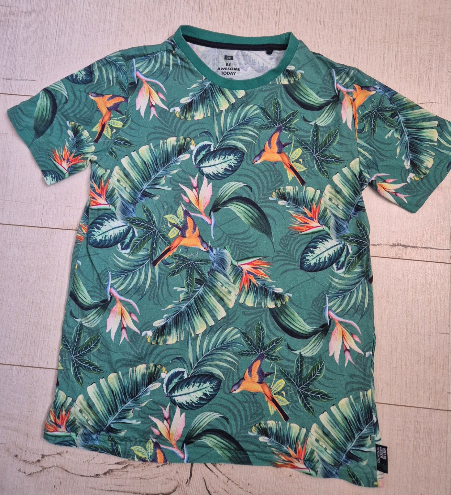 Gaaf "vogel" t-shirt mt 158/164 (WE Fashion/ als NIEUW), Ophalen, WE Fashion, Jongen, Shirt of Longsleeve