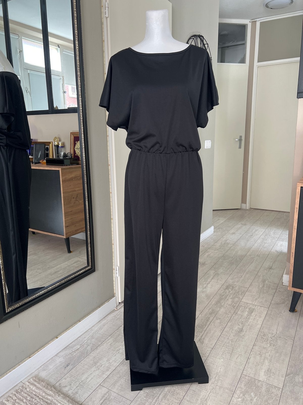 Zwarte jumpsuit  maat S/M, Verzenden, Zo goed als nieuw, Maat 36 (S), Zwart