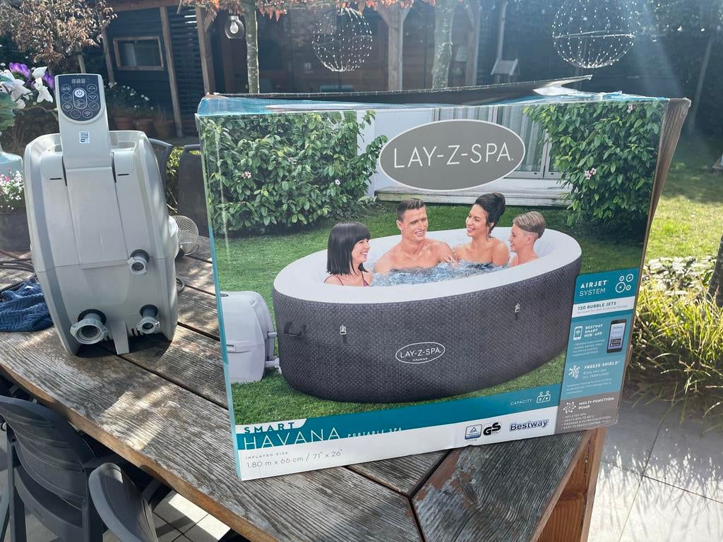 Lay-Z-Spa Smart Havana Opblaasbare Jacuzzi, Tuin en Terras, Bubbelbaden en Hottubs, Zo goed als nieuw, Opblaasbaar, Afdekzeil