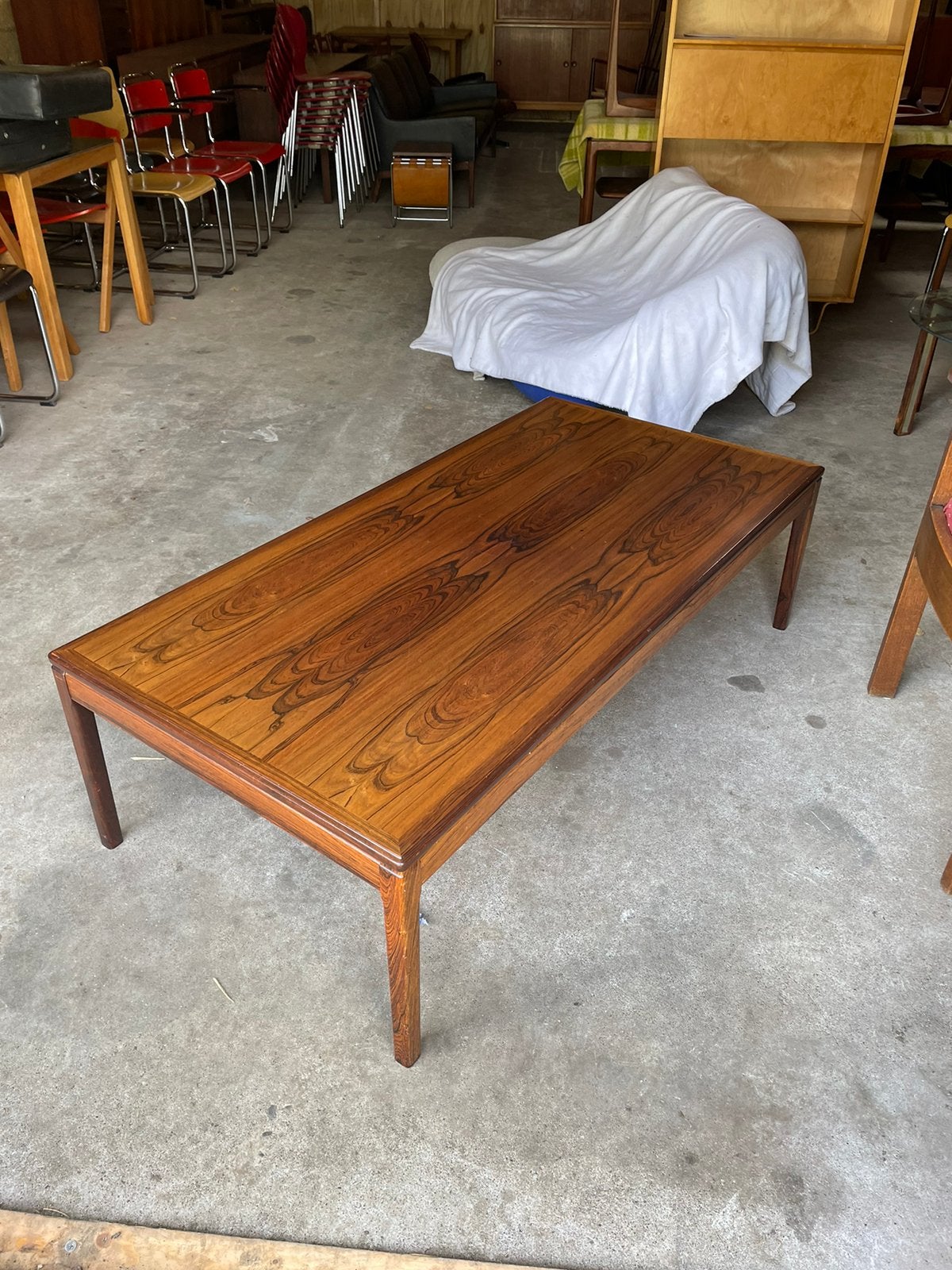 Vintage design palissander salontafel retro deens, Ophalen, Gebruikt, Rechthoekig
