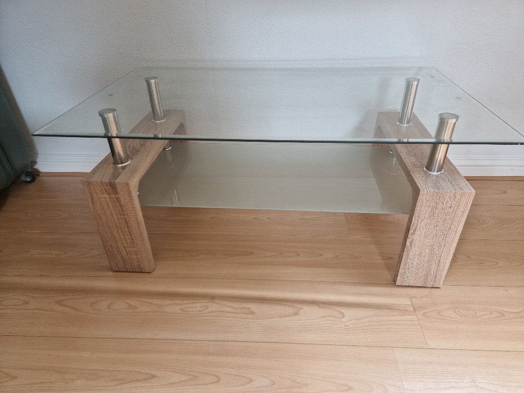 Salontafel, Ophalen, Glas, Gebruikt, 100 tot 150 cm