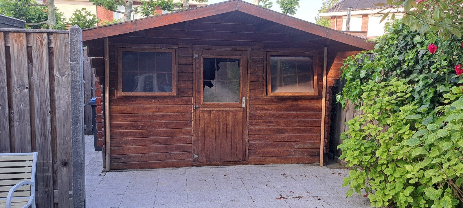 Houten blokhut met ramen en deur, Tuin en Terras, Ophalen, Gebruikt, Blokhut