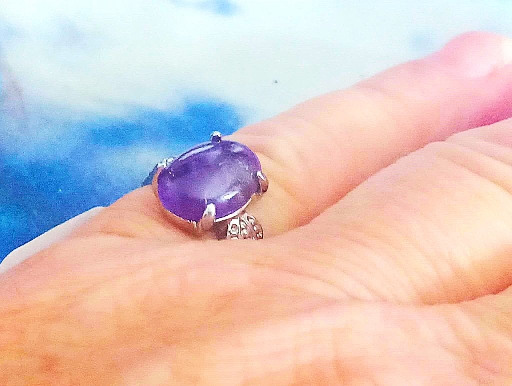 Statement Amethist Ring (Size: 19,5mm), Sieraden, Tassen en Uiterlijk, Ringen, Overige materialen, Paars, Nieuw, Ophalen of Verzenden