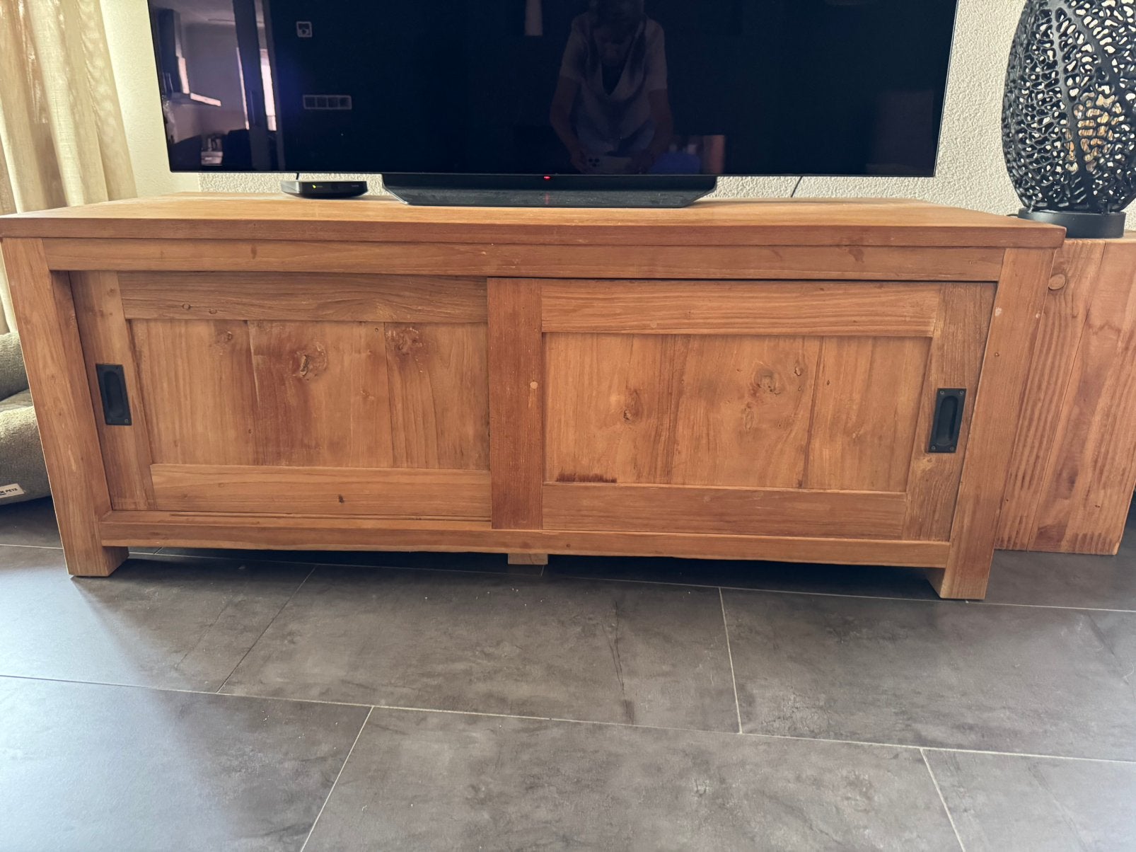 TV kast teak, Huis en Inrichting, Kasten | Televisiemeubels, Ophalen, Gebruikt, 100 tot 150 cm, 100 tot 150 cm