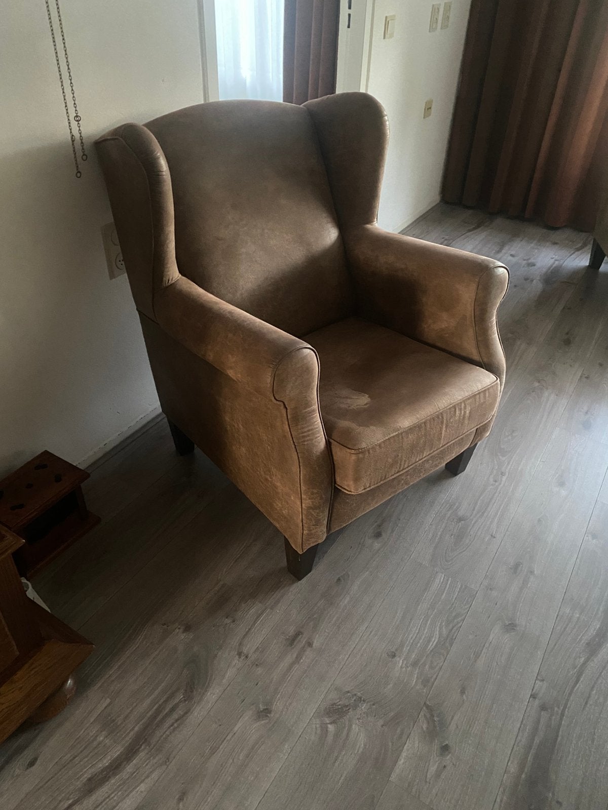 2 hele mooie fauteuils taupe achtig, Ophalen, Gebruikt, 75 tot 100 cm, Stof