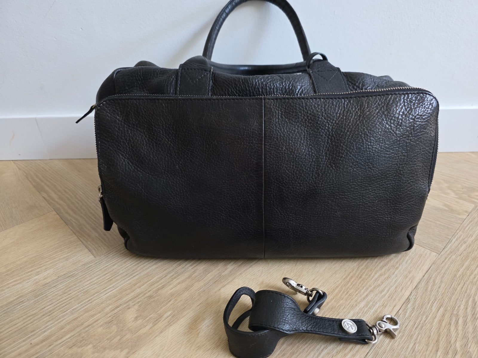 Zwart leren luiertas Mozz Bags, Verzorgingstas, Gebruikt, Mozz, Zwart