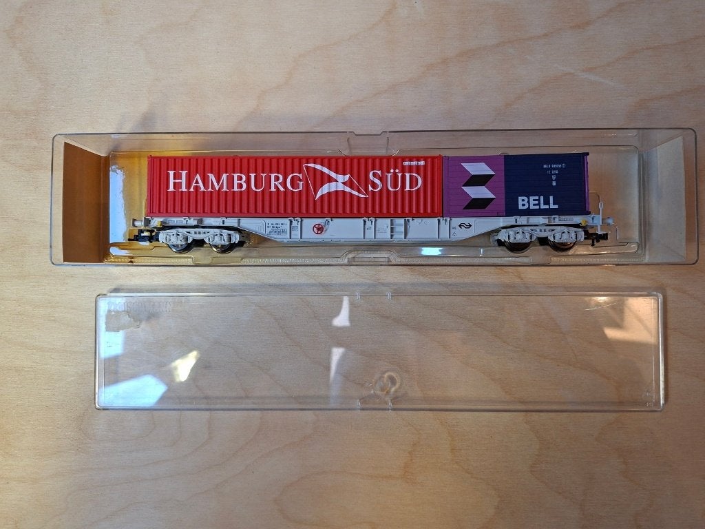 Fleischmann 5246 met containerwagon NS, Hobby en Vrije tijd, Gelijkstroom, Fleischmann, Wagon, Ophalen of Verzenden