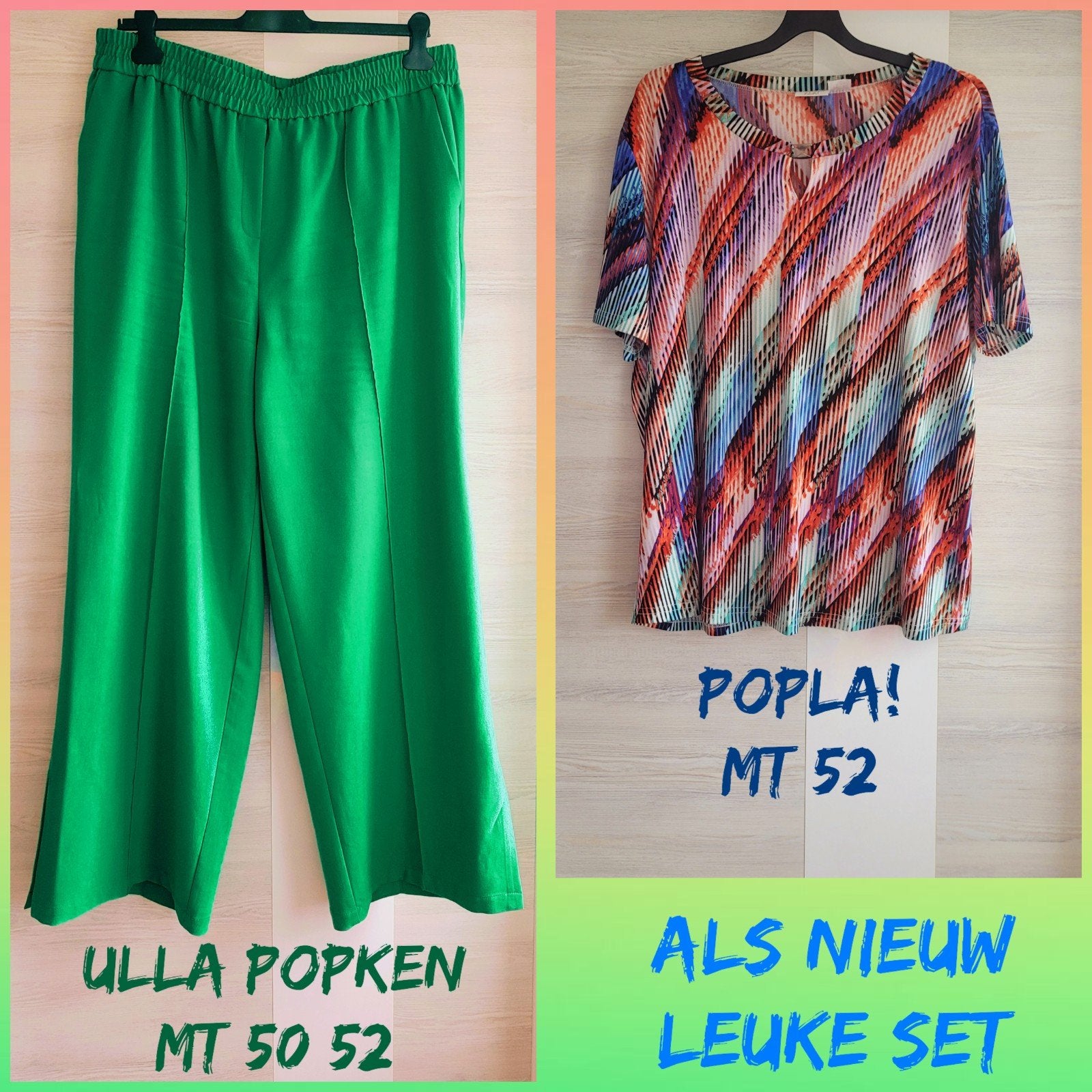 ZGAN SET ULLA POPKEN broek groen mt 50 52 POPLA! shirt mt 52, Overige typen, Ulla Popken en Popla!, Overige kleuren, Verzenden