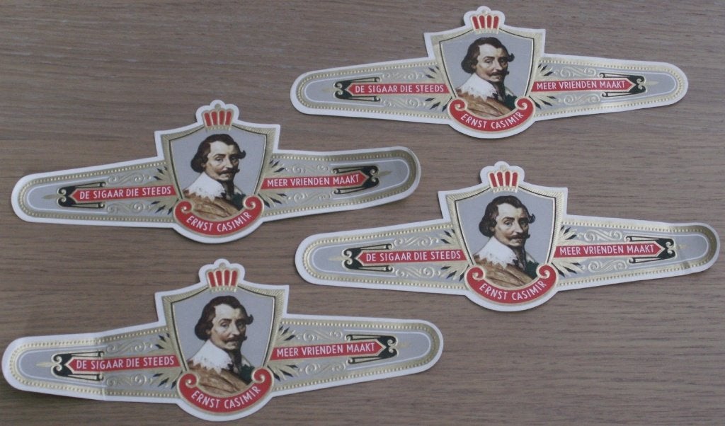 5 grote sigarenbanden Ernst Casimir de sigaar die steeds mee, Ophalen of Verzenden, Nieuw, Sigarenbandjes