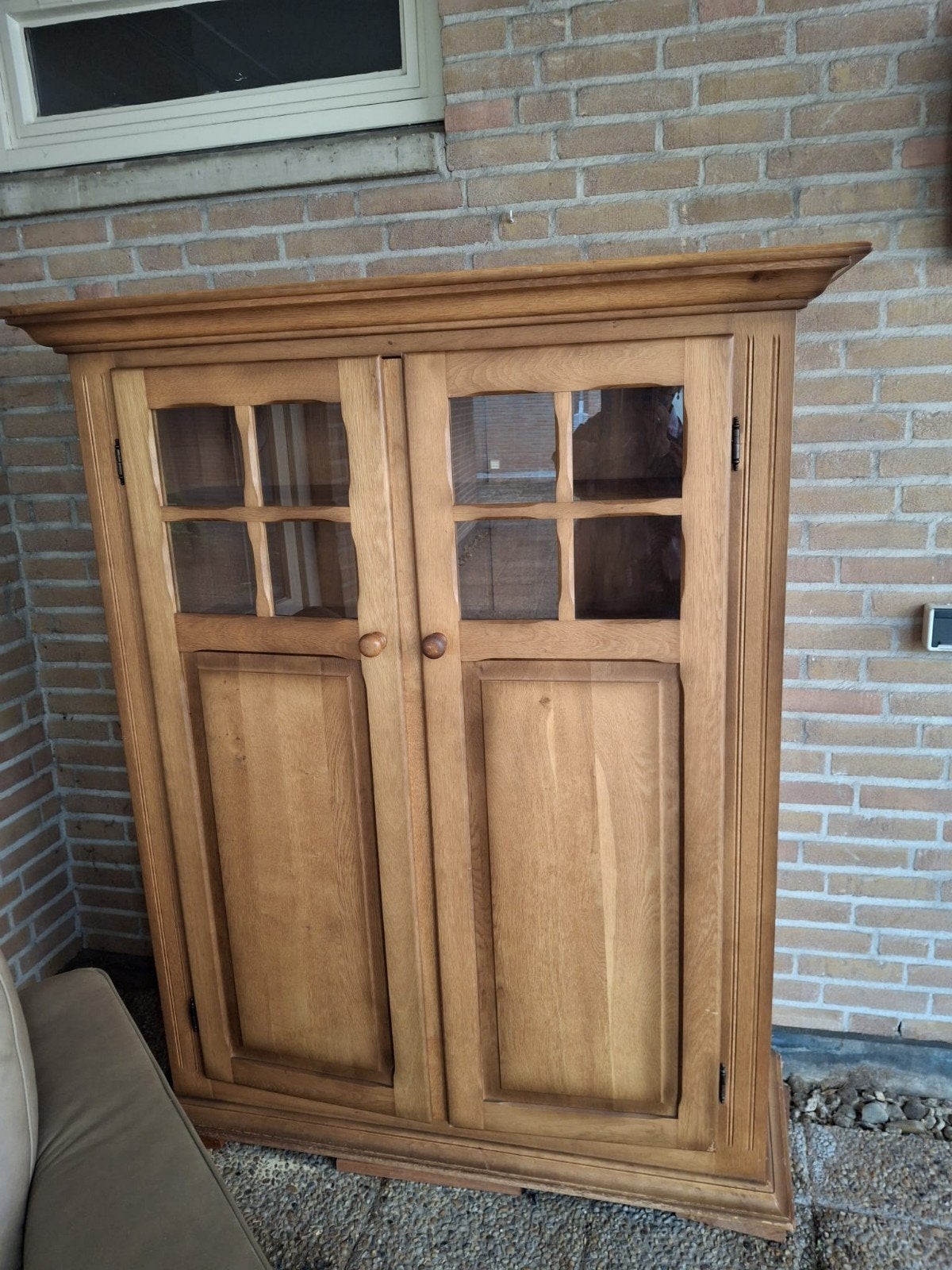 Degelijke Eikenhouten Kast met Draaiknop op Deur, Ophalen, 100 tot 150 cm, Klassiek, Eikenhout