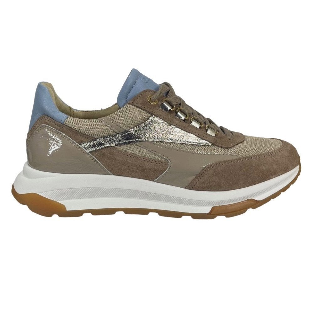 AQA maat 39 lerensneaker beige/ice blue - gratis verzenden, Kleding | Dames, Schoenen, Verzenden, AQA, Beige, Info@aqa-shoes.nl