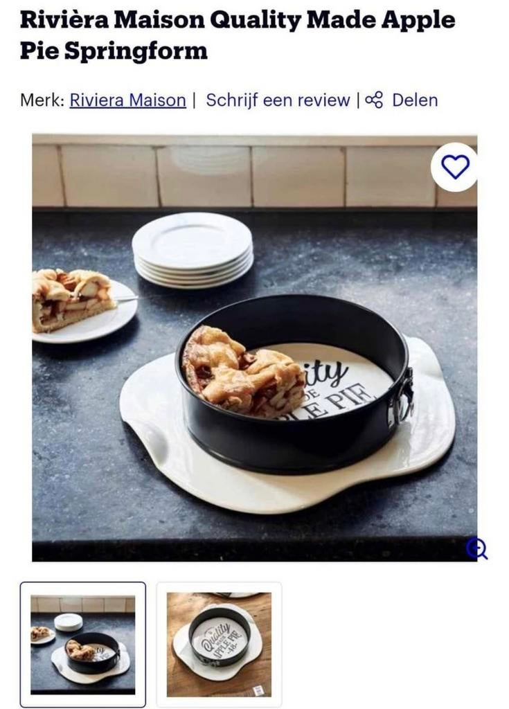 Riviera Maison Apple Pie Springvorm - Zo goed als nieuw, Ophalen, Zo goed als nieuw