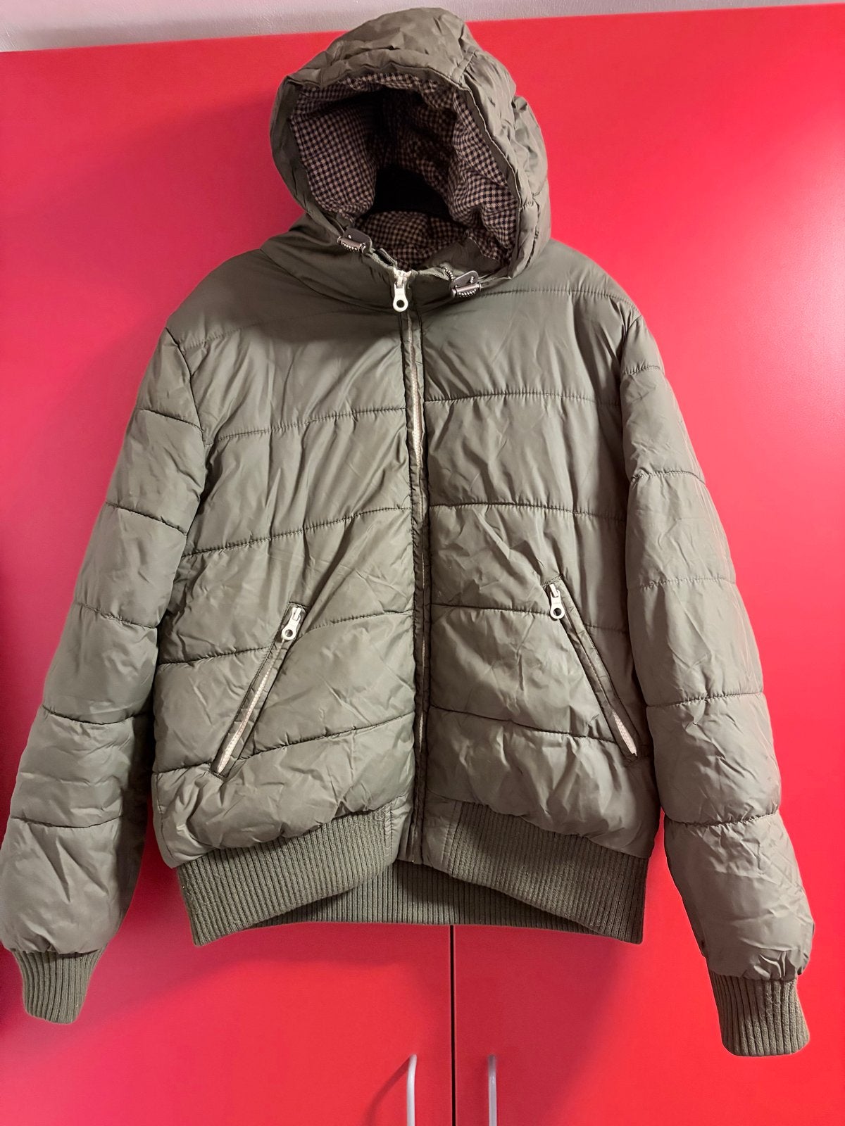 H&M L.O.G.G. gewatteerde pufferjas kaki - Maat M, Maat 38/40 (M), H&m, ., Ophalen of Verzenden