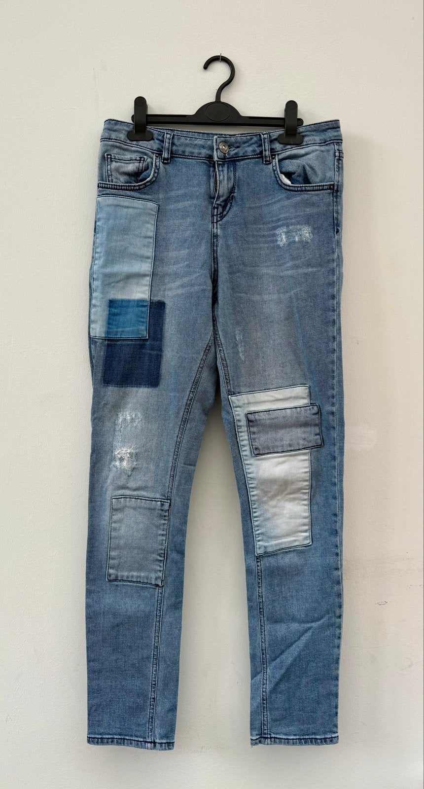 Sissy Boy Japanse Sashiko Boro Patchwork Denim Broek Maat M, Ophalen of Verzenden, Gedragen, Blauw, W30 - W32 (confectie 38/40)